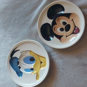 Vintage Disney ceramic handpainted plates Donald Duck and Mickey Mouse